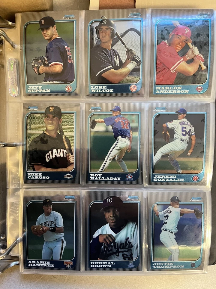 Juego completo de 300 tarjetas Bowman 1997 cromado con cinturón Halladay RC en carpeta Foto 4 de 4