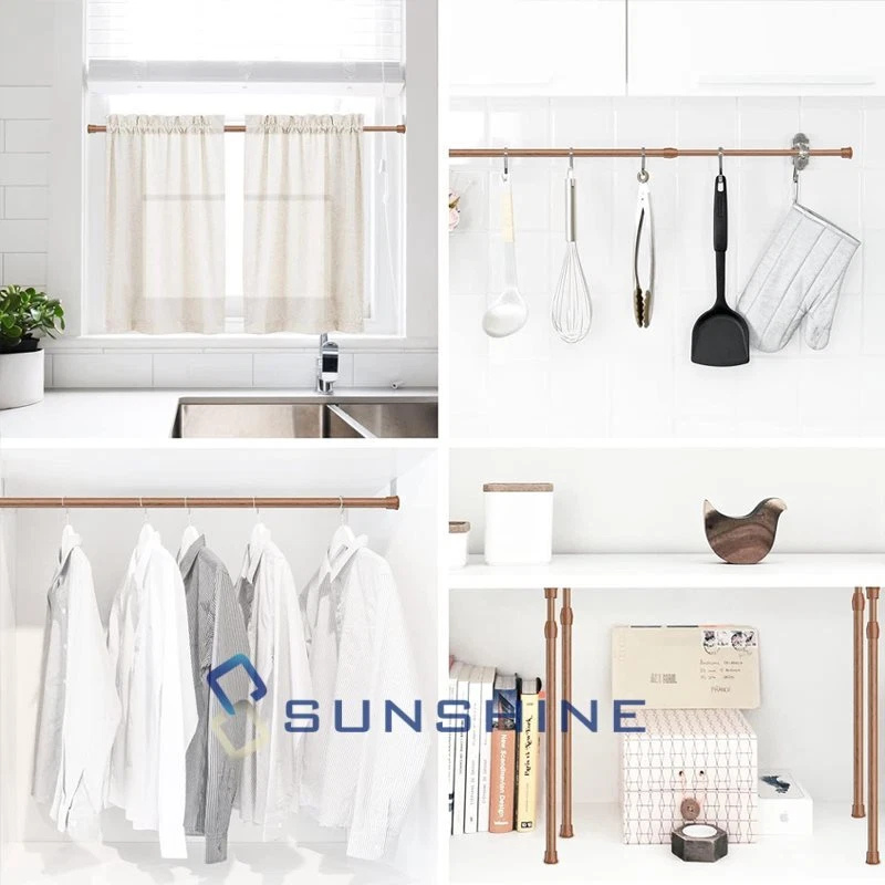 Barra de cortina de metal de 2 piezas de 15-44 pulgadas antideslizante resorte barra de cortina de tensión de alta resistencia Foto 4 de 4