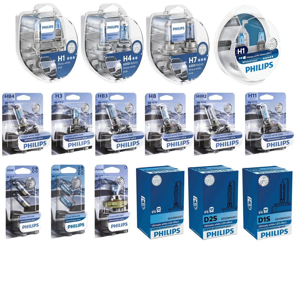 Philips White Vision Upgrade Headlight Bulbs - H1, H11, H3, H4, H7, HB3, HB4,W5W - Image 2 of 2