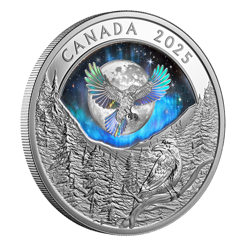 MOON SKY: RAVEN 2025 CANADA HOLOGRAPHIC 1oz .9999 Pure Silver $20 Proof Coin - Picture 2 of 13