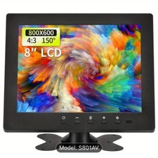 8-inch LCD moniter with dual speakers used for tv, security cameras, and more!