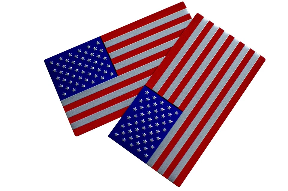 (2 PACK) 3D ALUMINIO Bandera Americana Pegatina Calcomanía Emblema 3M ENORME 5"x2.75" Foto 2 de 4