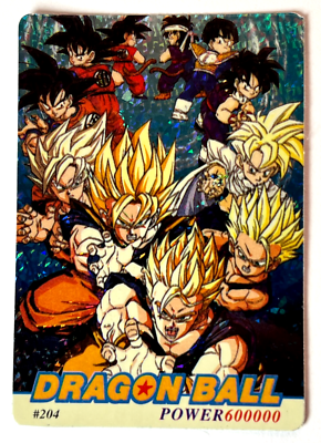 1997 DRAGON BALL Z Card #204 GOKU GOHAN TRUNKS GOTEN VTG Foil