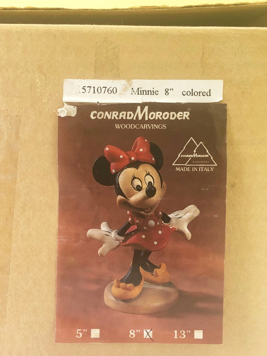 Disney Conrad Moroder 8” Minnie Mouse Wood Carving Painted