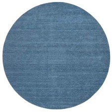 11'9" x 11'9" Denim Blue Pure Wool Hand Loomed Modern Design Round Rug R64566