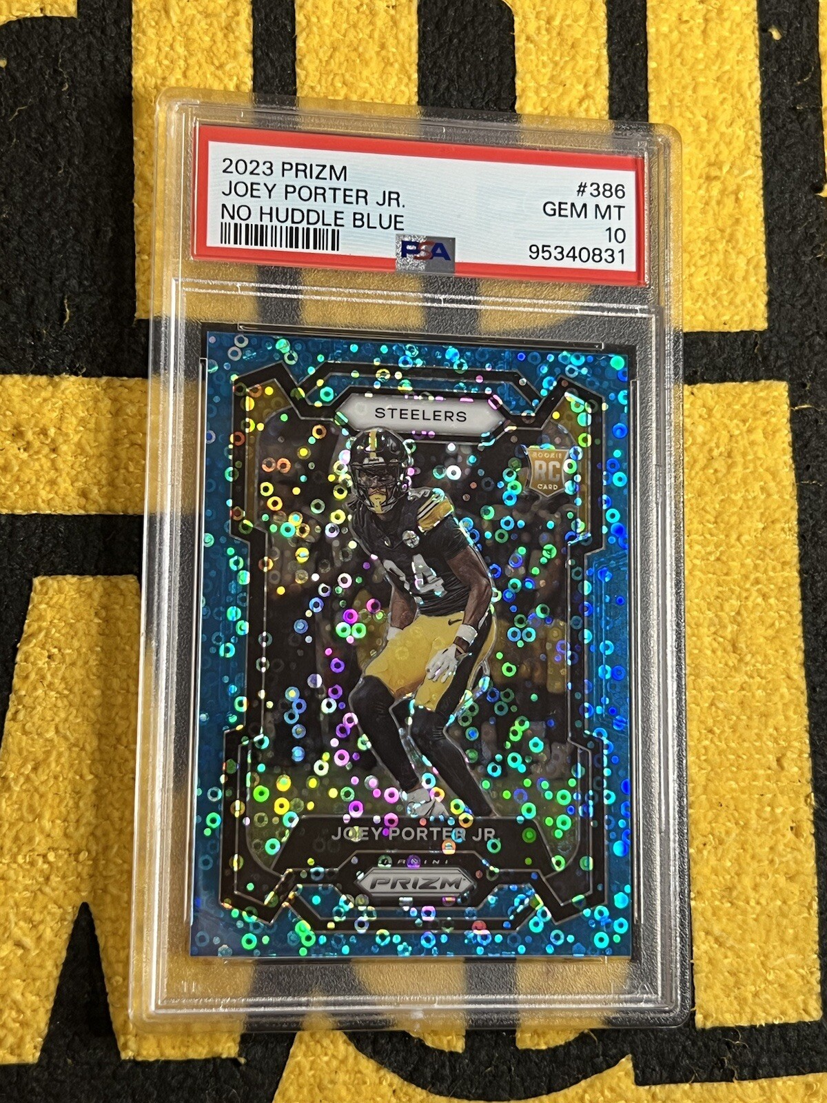 2023 Joey Porter Jr. Prizm No Huddle Blue /95 - PSA 10 ROOKIE #386 Steelers