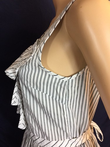 Anthropologie Robin White/Black/Silver Striped Ruffles Peplum SZ 4 Top/ Blouse - Picture 6 of 11