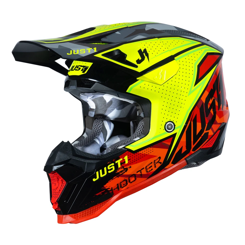 Just1 J40 Motocross Helmet Camo Red Neon Yellow ECE22.06 ACU Gold FREE GOGGLES - Image 2 of 4