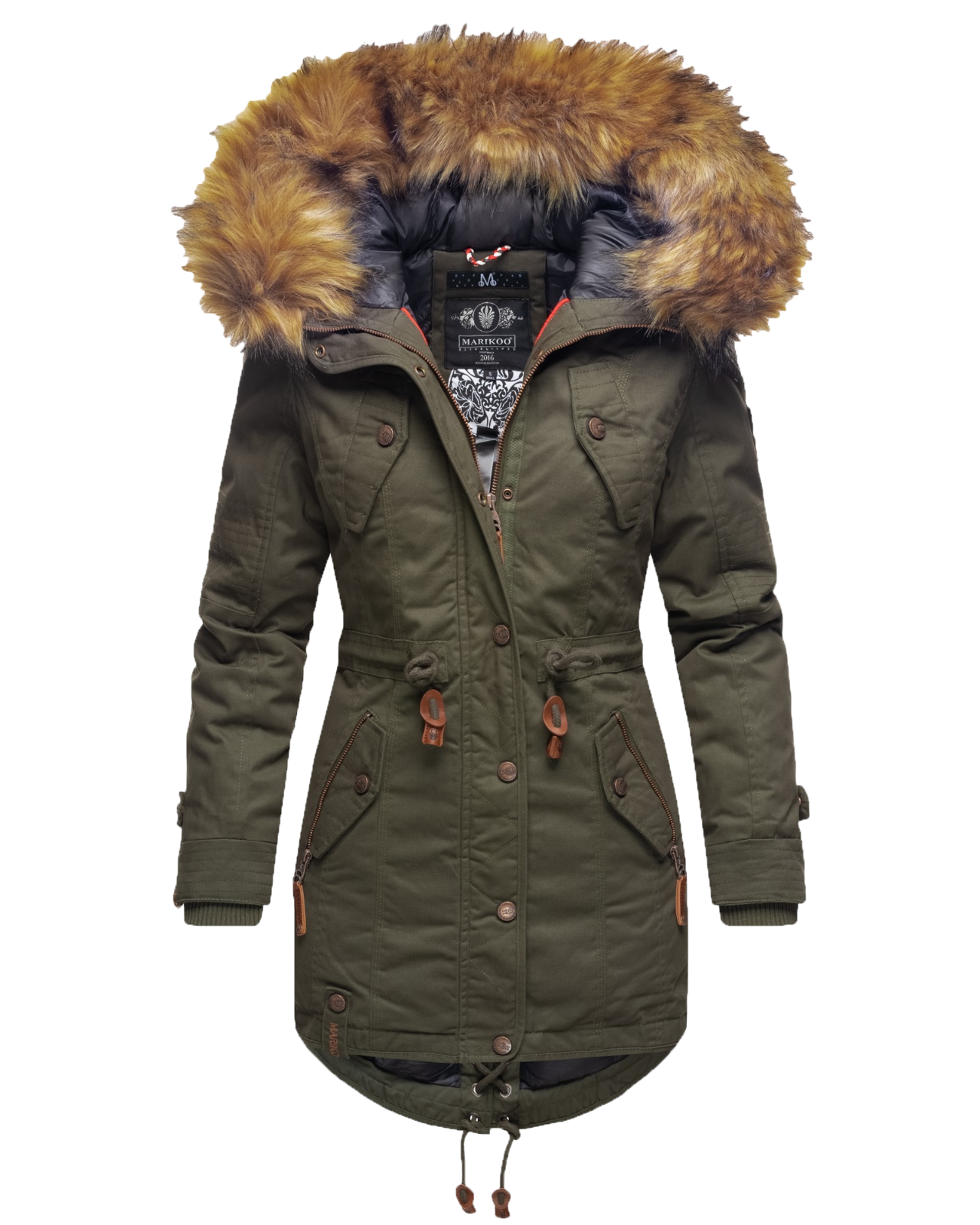 Marikoo women's winter jacket parka short coat faux fur cotton laviva