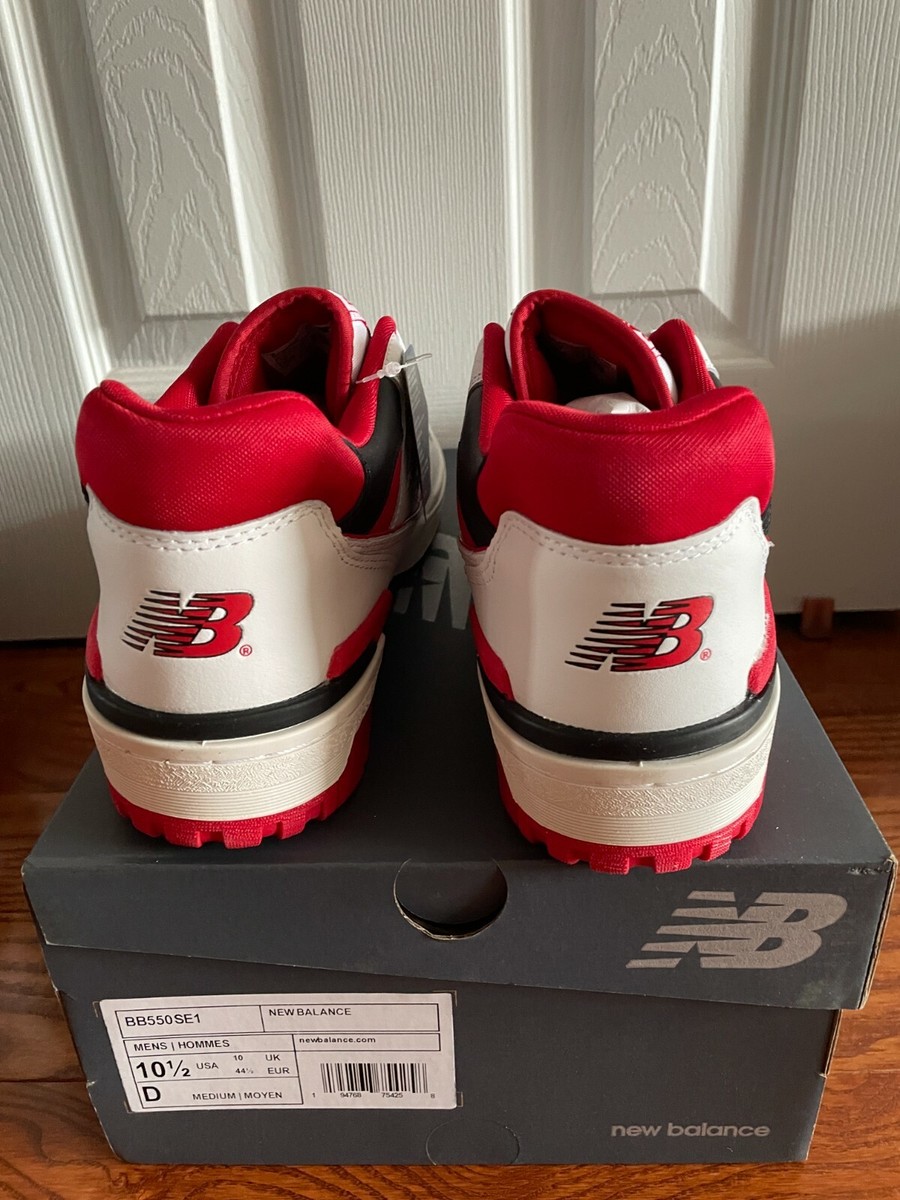 New Balance 550 White Red Black Size 10.5 BB550SE1 Not Aime