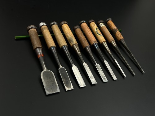 Vintage Japanese Chisel 9set Nomi /Hand Plane Saw Iron Hammer Hand Tool/c62 - Picture 20 of 24