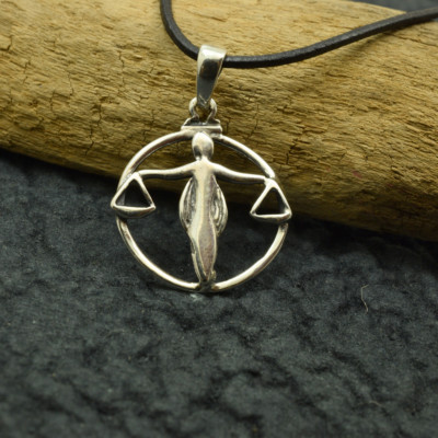 Libra zodiac pendant sterling silver 