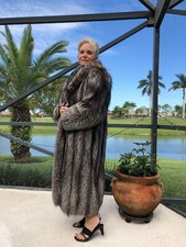 Fur Coat-natural Color Silver Fox-full Length. Medium Size.