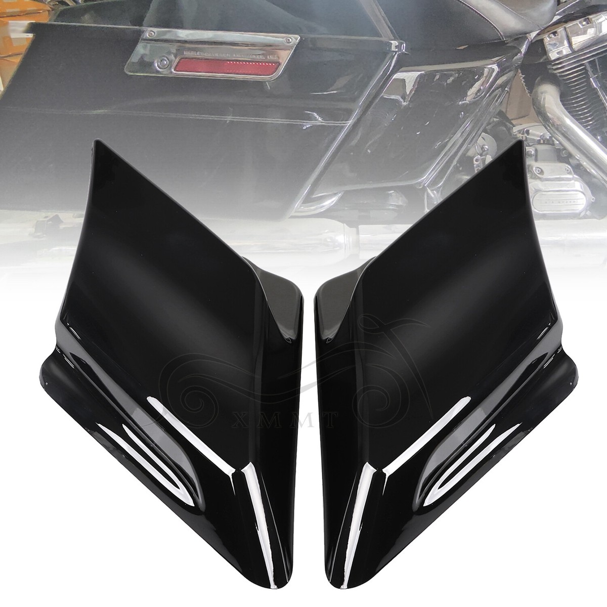 Vivid Black Stretched Side Covers Panel For Harley Street