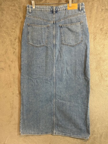 Monkl Blue Denim Midi Skirt – Size 40 – 100% Cotton – Front Slit – Y2K Style - Picture 2 of 10
