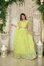 Fancy Designer Georgette Neon Lehenga Choli With Dupatta For Wedding Collection