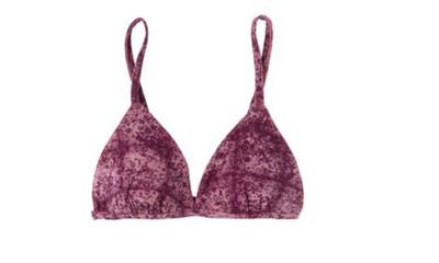 RVCA WOMEN'S MAKES SENSE PRINTED TRIANGLE BIKINI SWIM TOP PURPLE LARGE NEW! $45