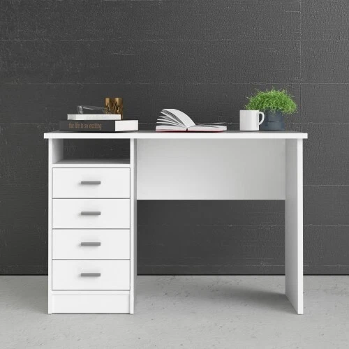 Computer Writing Desk Study Table with 4 Drawers Home Office Workstation WHITE