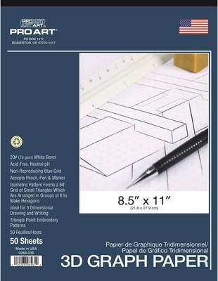 Pro Art Graph 8-1/2-inch x 11-inch, 50 Sheet Tape Bound Pad, White/Blue 