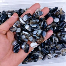 50 Pcs Wholesale Natural Black Banded Mix Shape Cabochon Gemstone Lot 10-20 mm
