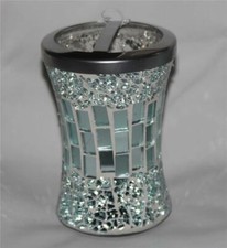 LRG SPA Collection Aqua Blue Mosaic Mirror Chrome 2-Hole Toothbrush Holder NWT