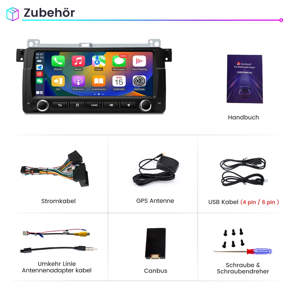 8"2+32GB Carplay Android13 Autoradio Für BMW E46 3er 1998-2006 GPS Navi RDS DAB+ - Bild 3 von 4