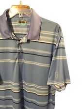 PGA Tour Golf Polo Shirt Men s XL Blue White Stripe Short Sleeve Shirt