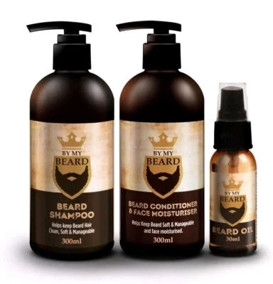 BE MY BEARD Premium Beard Shampoo Conditioner And Face Moisturiser Oil Complete Triple Pack