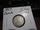 Canada 1957 -  10 Cent Dime Canadian Coin - 80% Silver - ASW 0.06 Oz