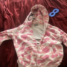 A Bathing Ape BAPE Pink Camo Shark Full Zip Fleece Hoodie w/ Pockets Size L