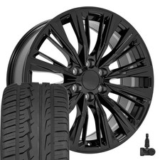 22 Black 84638161 Wheels 28545r22 Tires Tpms Fits Escalade Sierra Yukon