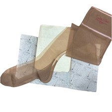 Vintage Sally 10 T Fully Fashioned Seamed Sheer Nylon Stockings Brown 2 Pairs