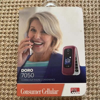 Doro 7050 Flip Phone Consumer Cellular Red New Open Box 4G LTE