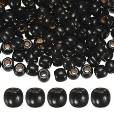 150-Pack Natural Wood Beads 11x12mm for DIY Crafts/Bracelet Black
