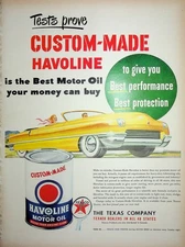 Original 1950 Vintage print Ad: Custom-Made Havoline Motor Oil #Collectives