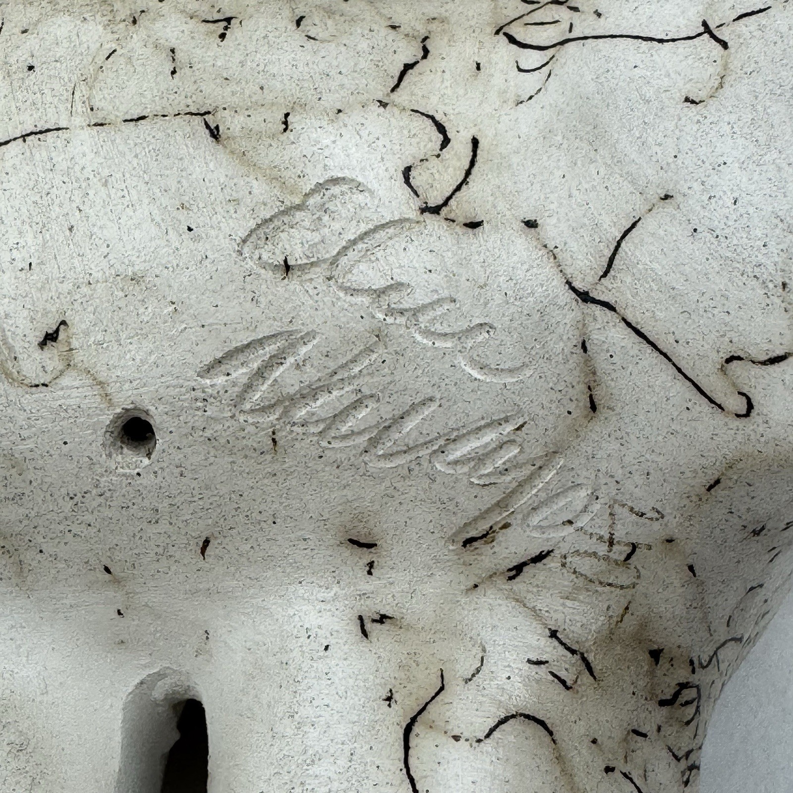 Native American Navajo Bear Figurine Sculpture Carved Horse Hair Pottery Signed