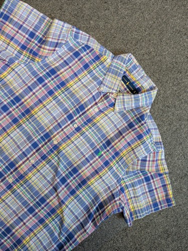 HERREN POLO RALPH LAUREN KURZARM HELL KARIERTES BUTTON DOWN HEMD GR XL - Bild 2 von 4