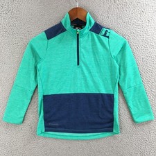 Russell Pullover Youth M Quarter Zip Athletic Dri Power 360 Top Green Blue