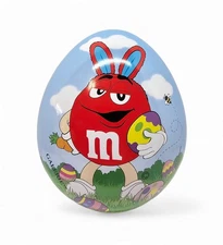 M&M's Empty Easter Egg Shaped Tin Red M&Ms Character By GALERIE. A  Collectable