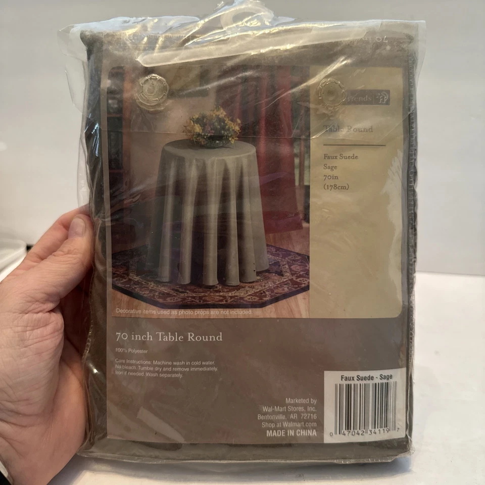 Mesa redonda Home Trends 70" en gamuza sintética salvia Foto 4 de 4