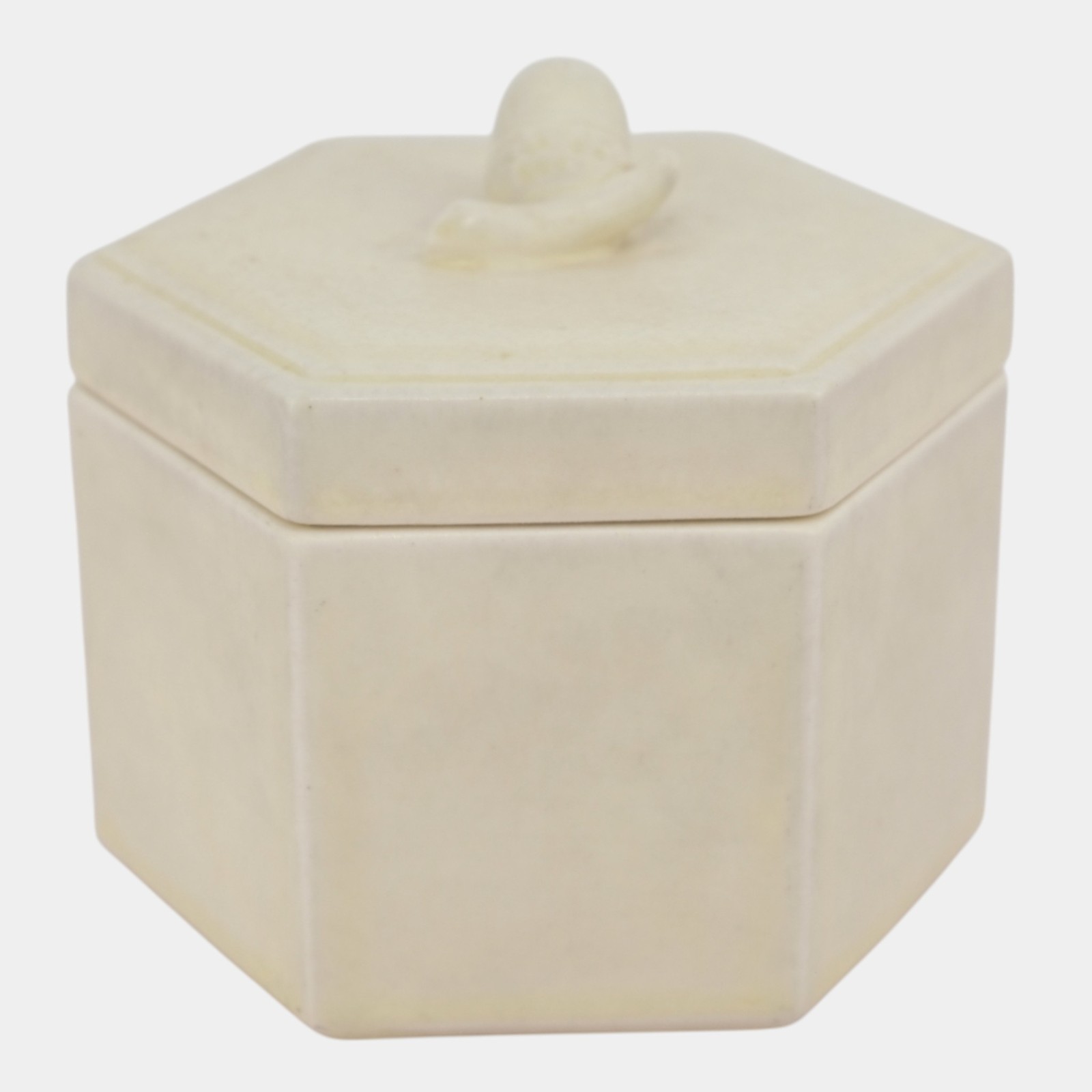 Rookwood 1925 Art Pottery White Arts And Crafts Acorn Finial Covered Jar 2795