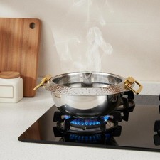 Mini Hot Pot Bowl Thickened Bottom Cookware Foldable Handles for Restaurant