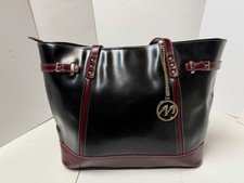 McKlein 97565 Serafina Leather Shoulder Tote- Black