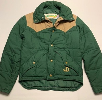 Vintage 80s JOHN DEERE Quilted Snap Button Jacket Western Yoke See Measurements