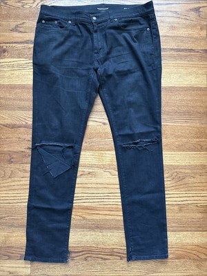 Saint Laurent Paris D03 M/SK LW Hedi Black Skinny Jeans Torn knees