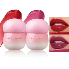 Langmanni Pudding Glow Lip Balm - Hydrating Tinted Gloss for Nourished Lips