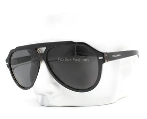 Dolce Gabbana Aviator Lunettes de soleil DG 4452F 3403/87 Noir sur gris La Havane avec case