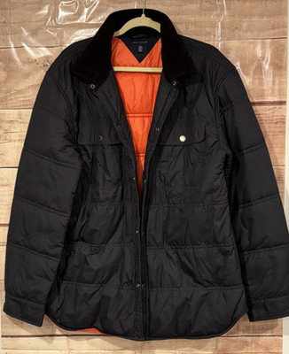 Tommy Hilfiger Men XXL Puffer Jacket Black Snap Buttons Front Pockets Insulated