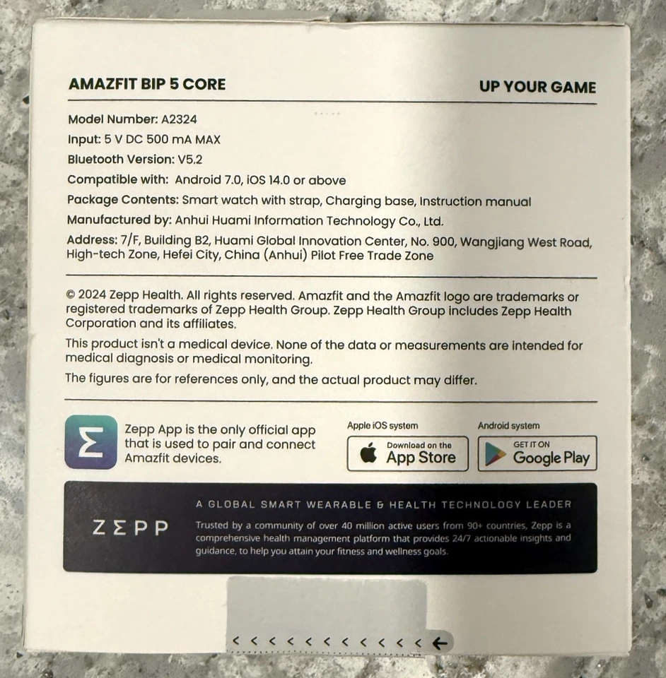 Amazfit Bip 5 Core Fitness Tracker Black Heat Rate Sleep Monitoring Waterproof - Image 3 of 4