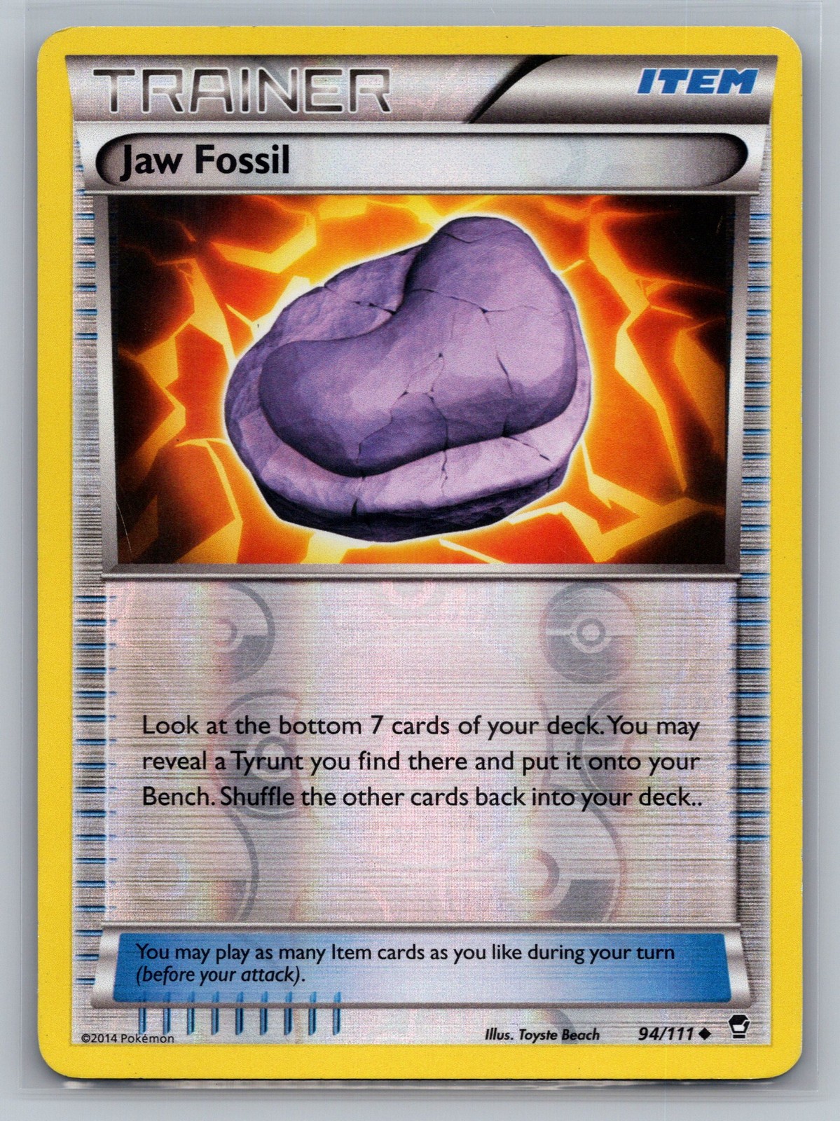 Jaw Fossil XY - Furious Fists #94/111 Uncommon,Reverse Holo Pokemon Card